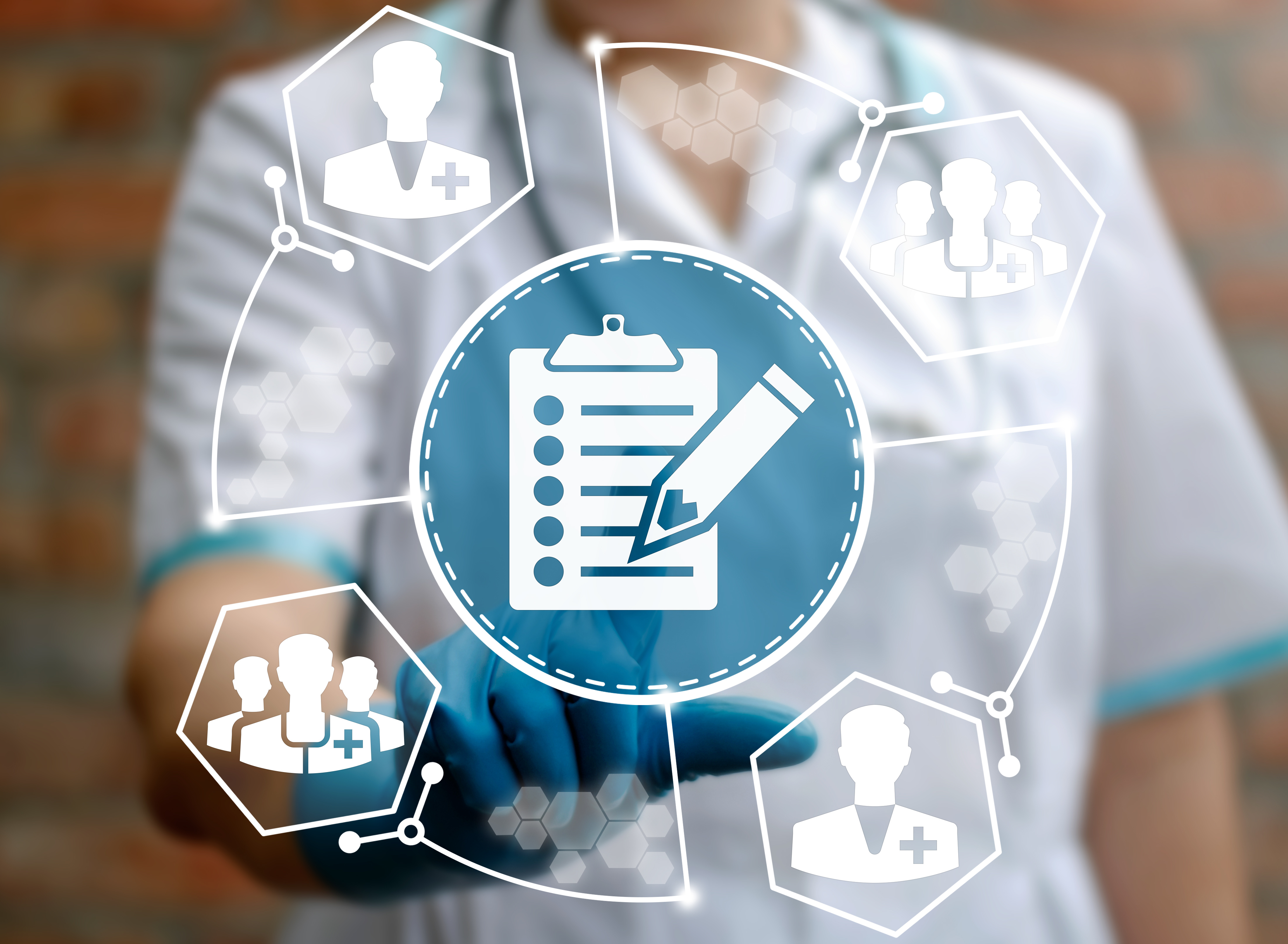 Clipboard healthcare emr web record concept. Medicine, health care